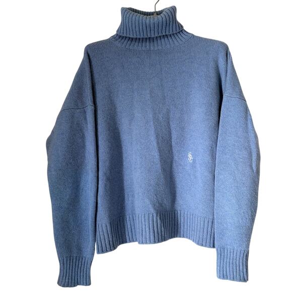SPORTY & RICH SRC 100% Wool Turtleneck Sweater in Light Blue Size S - Picture 4 of 14